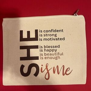Canvas Zipper Pouch | “SHE is me” Empowerment Design | 9” x 10.75”
